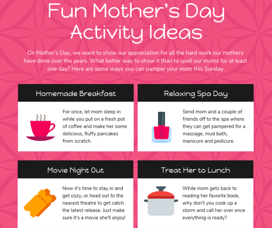 Mother's day ideas and activities at work